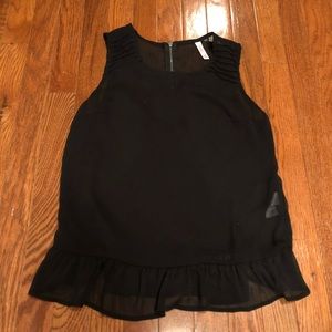 Xhilaration Black Sheer Ruffle Tank Top